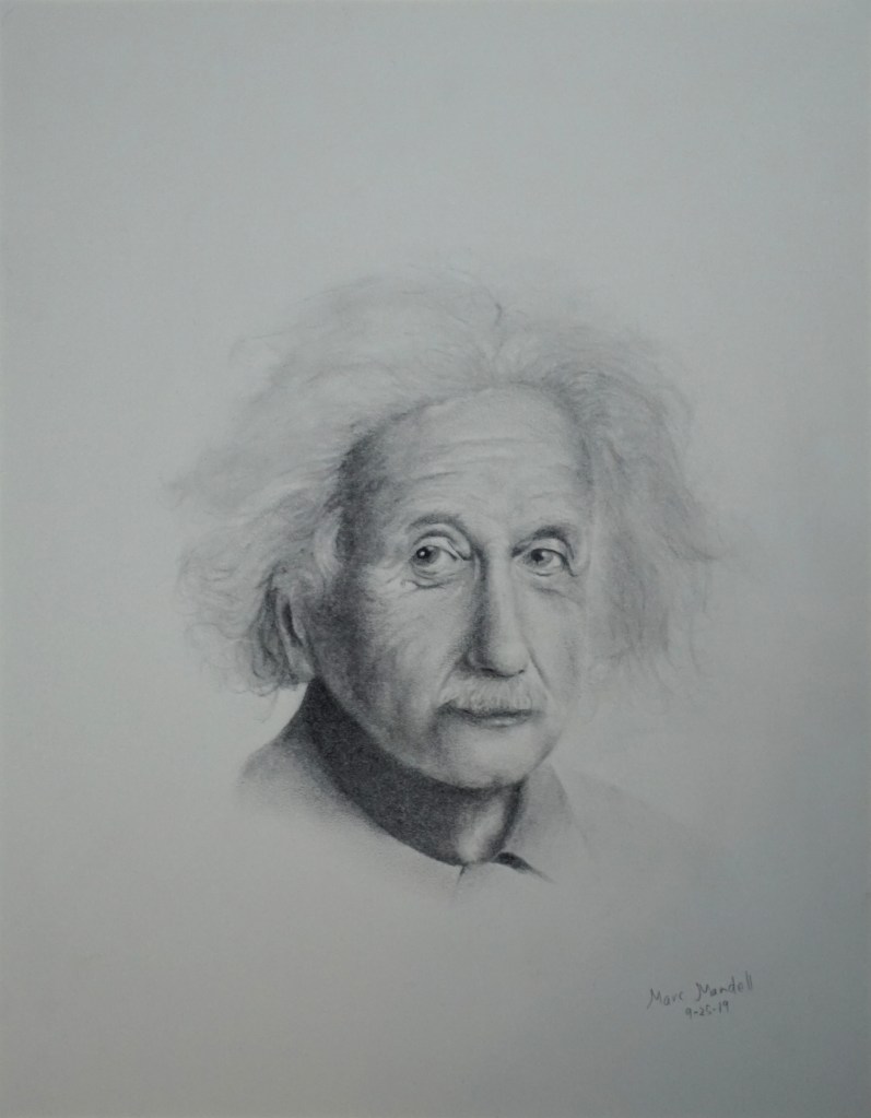 Einstein, Pencil and Charcoal, 11in x 14in