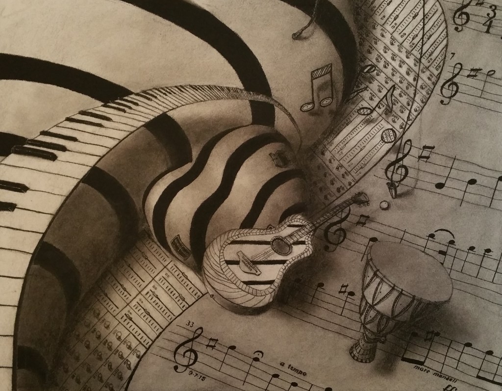 Music, Charcoal, 14in x 11in