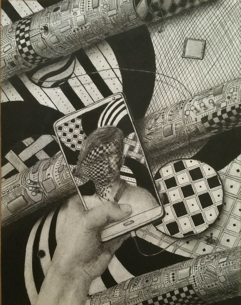 Self Abstraction, Charcoal and Pencil, 11in x 14in