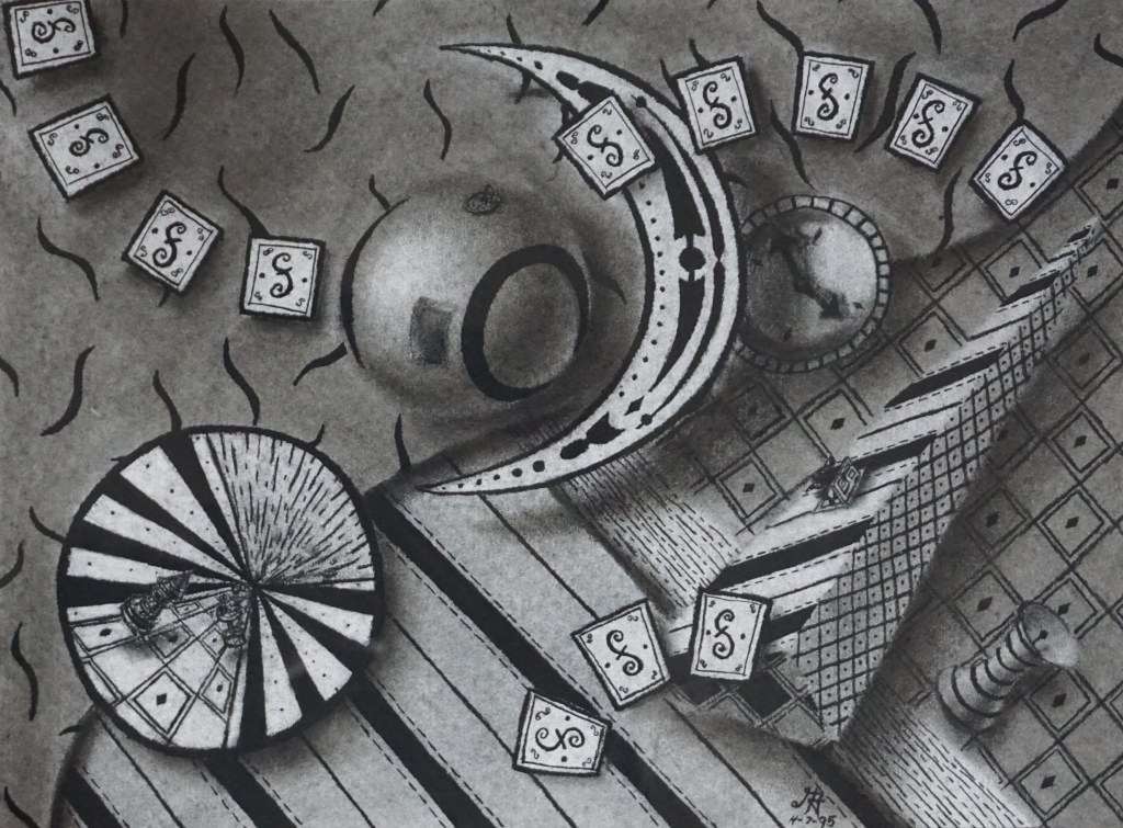 Spanish Midnight Serenade, Charcoal, 14in x 11in